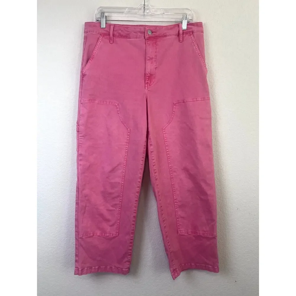 Chic Pistola Ashton Pink Straight Leg Carpenter Ankle Pants - Picture 1 of 7